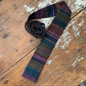 Vintage Ernst Multicolored Pink Blue Striped Square End Square Bottom Neck Tie